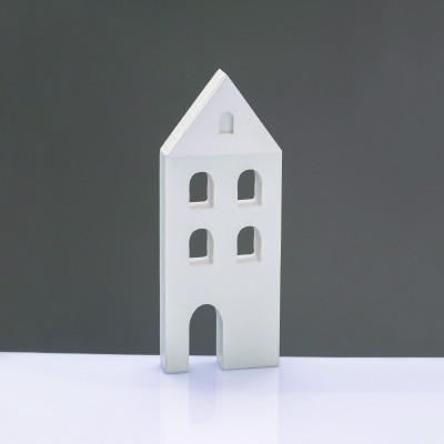 ^WOODEN DECORATIVE WHITE HOUSE  ΜΟΤΙΦ 7*2*18cm^  -X061870